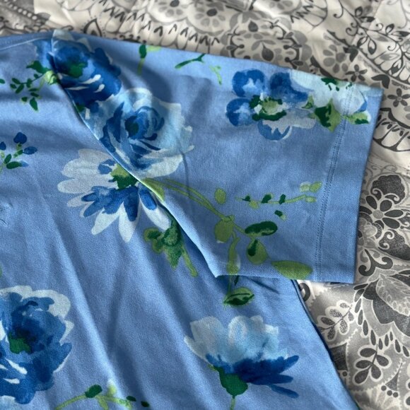 Isaac Mizrahi Live Blue Floral Polo Shirt Size L - Picture 4 of 6